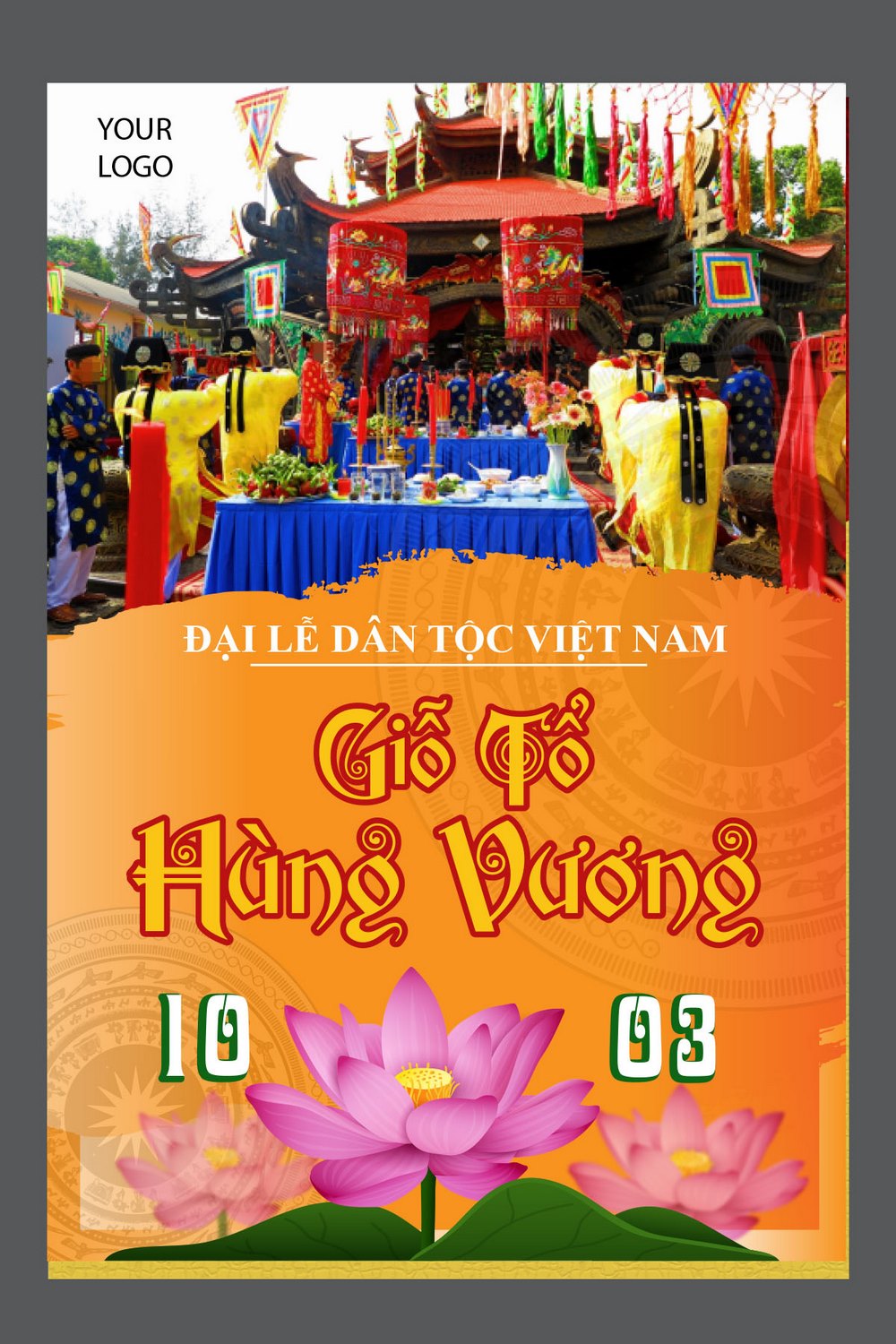 Poster ngày Lễ Giỗ Tổ Hùng Vương 10 tháng 3 file AI 29