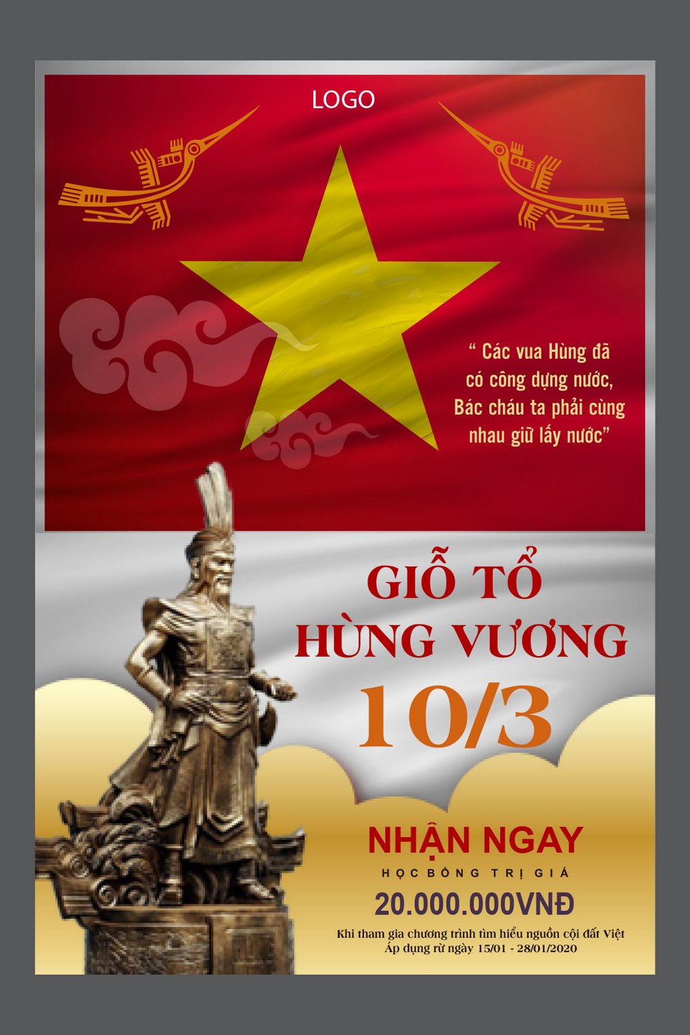 Poster ngày Lễ Giỗ Tổ Hùng Vương 10 tháng 3 file AI 33