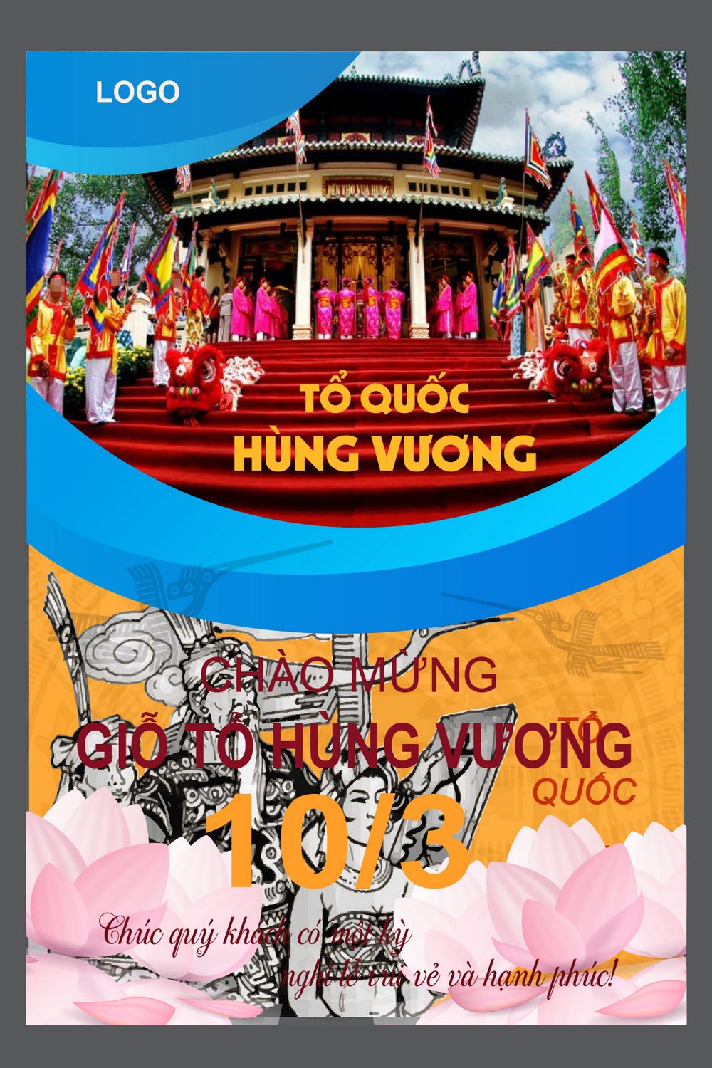 Poster ngày Lễ Giỗ Tổ Hùng Vương 10 tháng 3 file AI 23