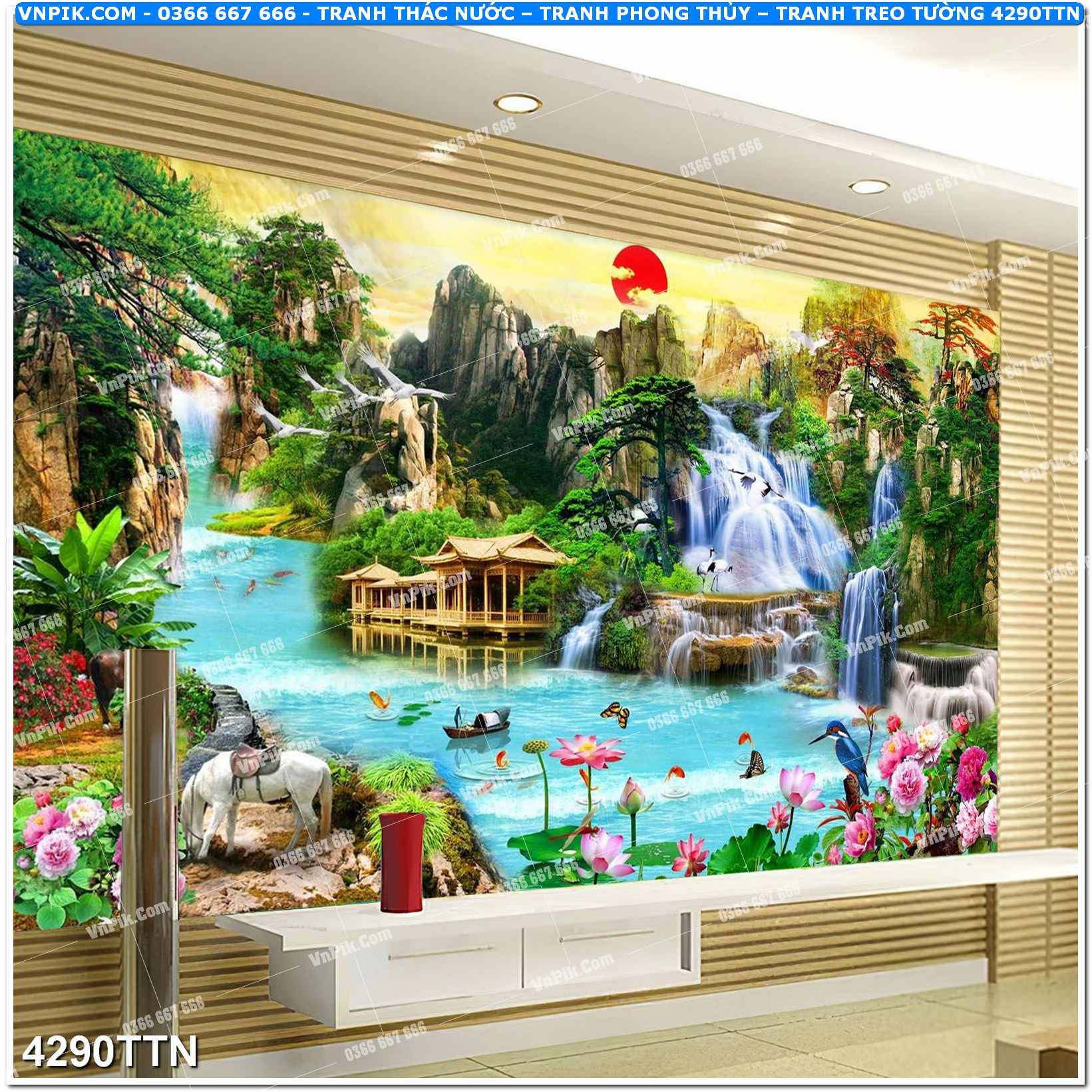 Tranh thác nước – Tranh phong thủy – Tranh treo tường mã 4290TTN