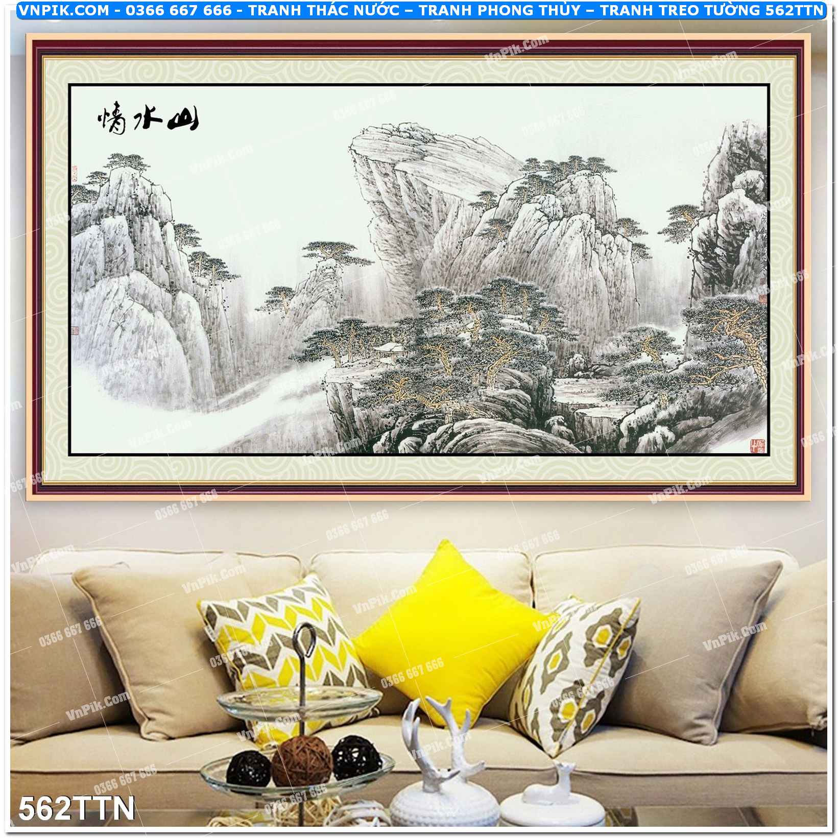 Tranh thác nước – Tranh phong thủy – Tranh treo tường mã 562TTN