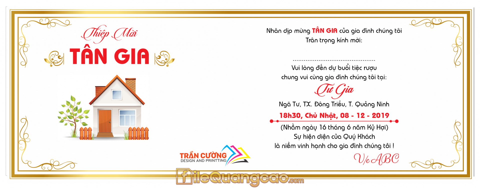 Thiệp mời Mừng Tân Gia 2019 mẫu đẹp file CDR