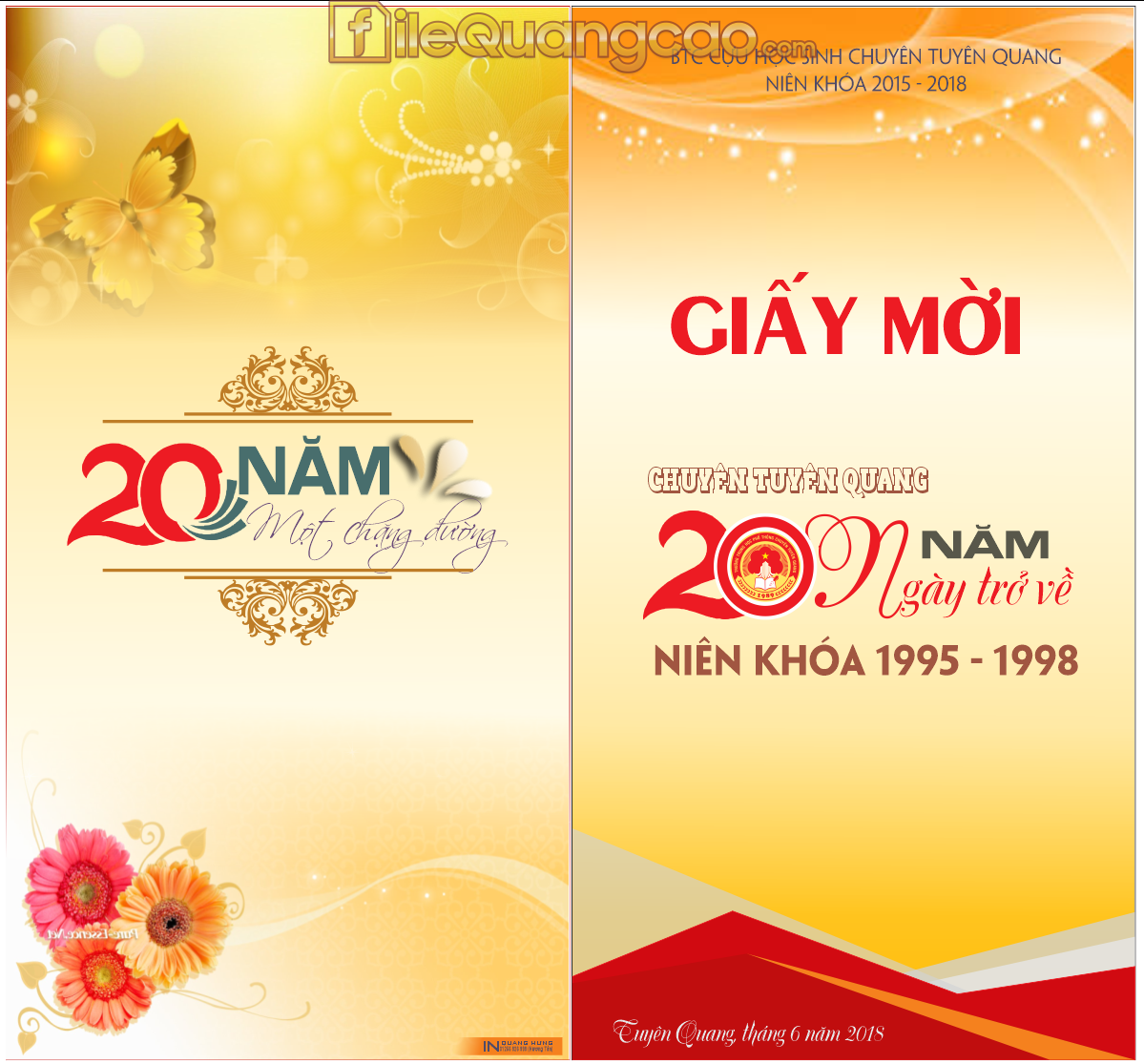 Thiết kế giấy mời kỷ niệm 20 năm ngày trở về file CDR