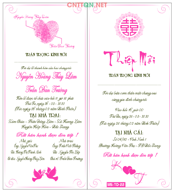 Mẫu thiệp cưới đẹp #25 - Wedding Invitation file CDR
