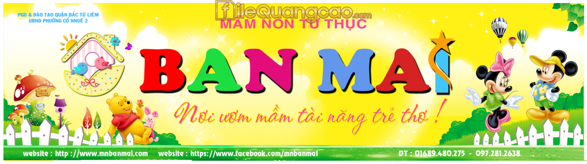 Market bảng biển trường mầm non Ban Mai file PSD