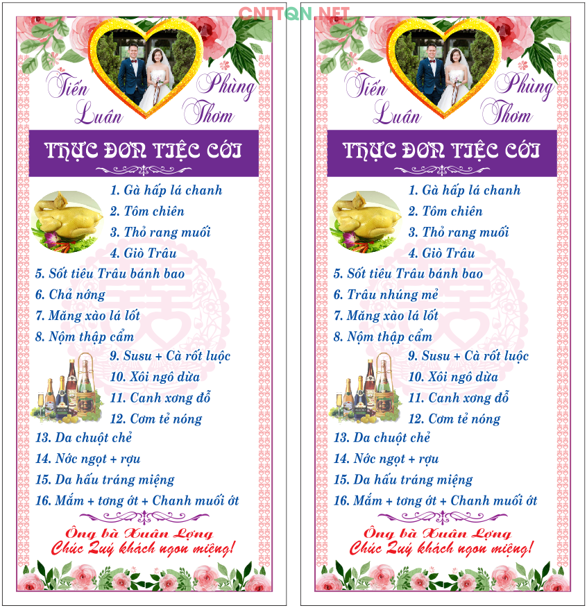 Mẫu menu thực đơn tiệc cưới #2 file CorelDRAW